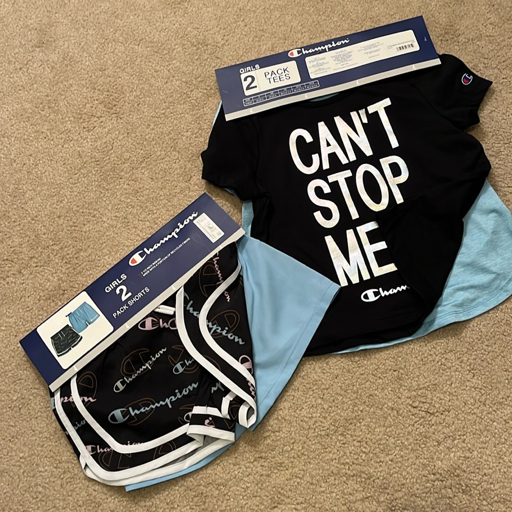 💥HOST PICK💥 NWT Girls' Champion 2-pack and 2-pack matching shorts, Size 4